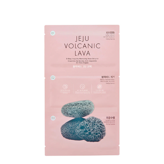 Best Korean Skincare NOSE PACK Jeju Volcanic Lava 3 Step Impurity Removing Nose Strip (10 pcs) THE FACE SHOP