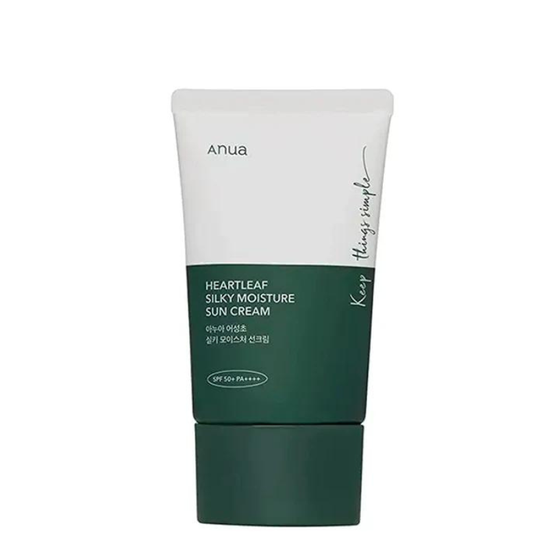 Best Korean Skincare SUN CREAM Heartleaf Silky Moisture Sunscreen SPF50+ PA++++ Anua