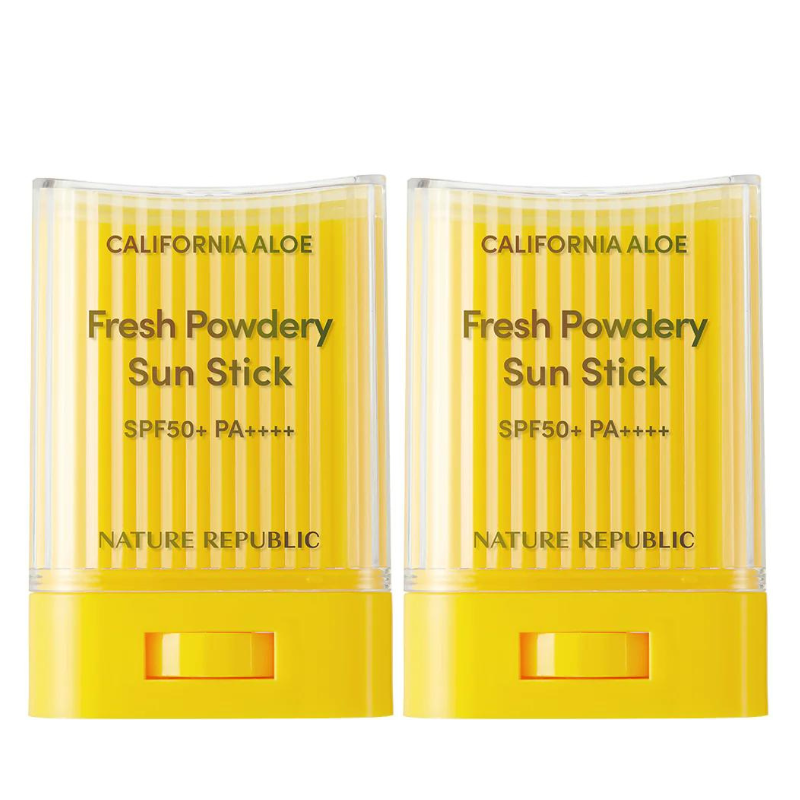 Best Korean Skincare SUN STICK California Aloe Fresh Powdery Sun Stick SPF50+ PA++++ Value Set (24g x 2) NATURE REPUBLIC