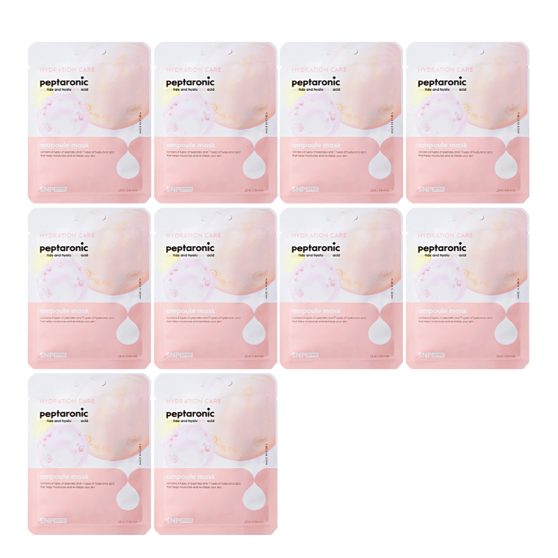 Best Korean Skincare SHEET MASK Prep Peptaronic Ampoule Mask Set (10 masks) SNP
