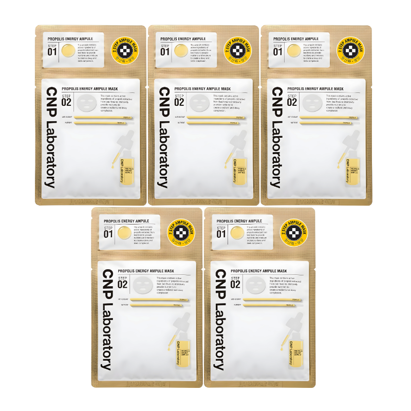 Best Korean Skincare SHEET MASK Propolis Energy Ampule 2-Step Mask Set (5 masks) CNP Laboratory