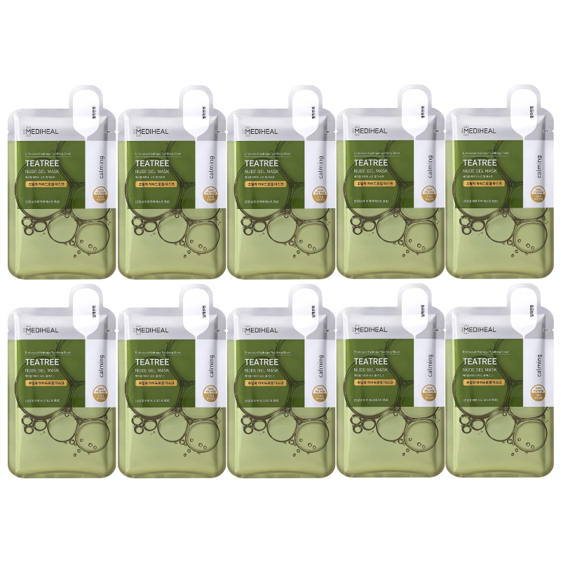 Best Korean Skincare SHEET MASK Teatree Nude Gel Mask Set (10 masks) MEDIHEAL