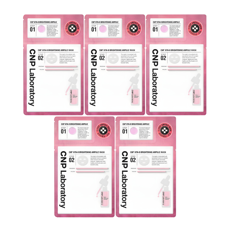 Best Korean Skincare SHEET MASK Vita-B Brightening Ampule 2-Step Mask Set (5 masks) CNP Laboratory