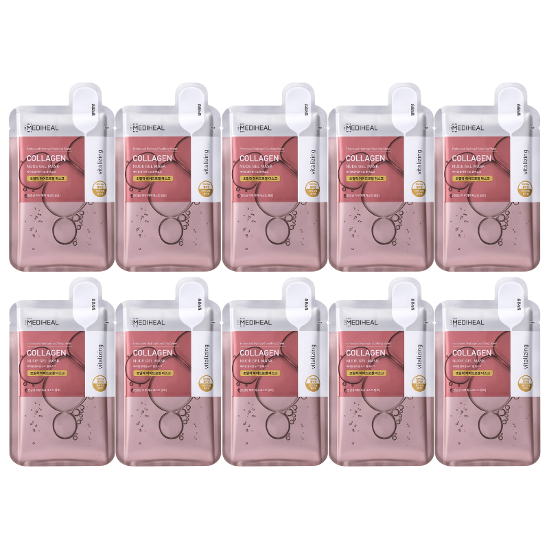 Best Korean Skincare SHEET MASK Collagen Nude Gel Mask Set (10 masks) MEDIHEAL
