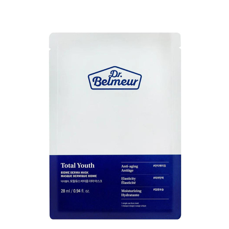 Best Korean Skincare SHEET MASK Total Youth Biome Derma Mask Set (5 masks) Dr. Belmeur