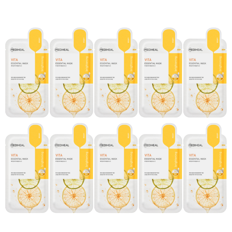 Best Korean Skincare SHEET MASK Vita Essential Mask Set (10 masks) MEDIHEAL