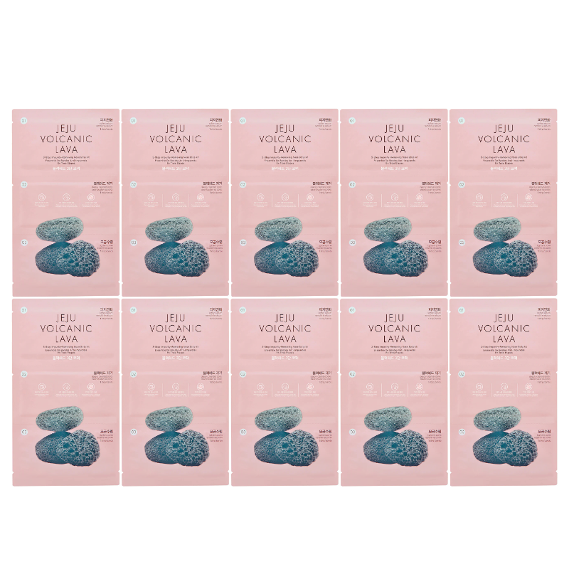 Best Korean Skincare NOSE PACK Jeju Volcanic Lava 3 Step Impurity Removing Nose Strip (10 pcs) THE FACE SHOP