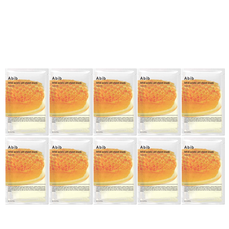 Best Korean Skincare SHEET MASK Mild Acidic pH Sheet Mask Honey Fit (10 masks) Abib