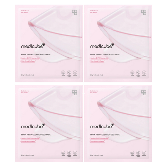 Best Korean Skincare SHEET MASK PDRN Pink Collagen Gel Mask Set (4 masks) medicube