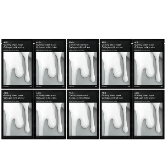 Best Korean Skincare SHEET MASK Gummy Sheet Mask Collagen Milk Sticker Set (10 masks) Abib