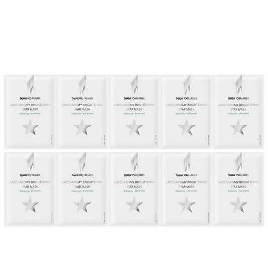 Best Korean Skincare SHEET MASK Saccharomy Brightening Star Masks (10 masks) THANK YOU FARMER