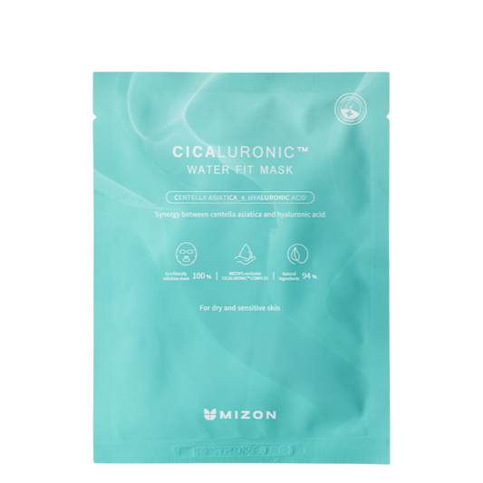 Best Korean Skincare SHEET MASK Cicaluronic Water Fit Mask Set (10 masks) MIZON