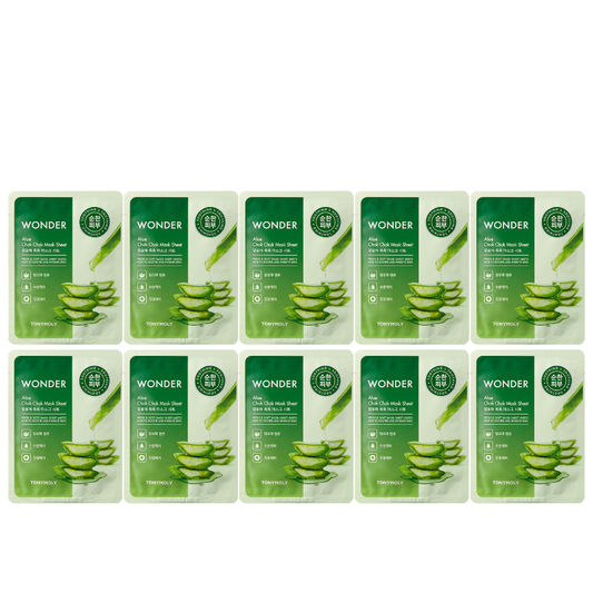 Best Korean Skincare SHEET MASK Wonder Aloe Chok Chok Mask Sheet (10 masks) TONYMOLY