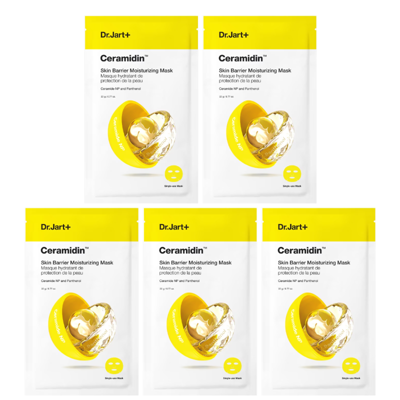 Best Korean Skincare SHEET MASK Ceramidin Skin Barrier Moisturizing Mask Set (5 masks) Dr.Jart+