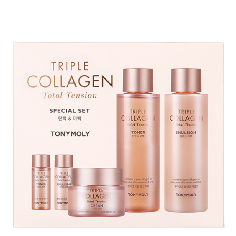 Best Korean Skincare SET Triple Collagen Total Tension Skincare 3 Pieces Set TONYMOLY