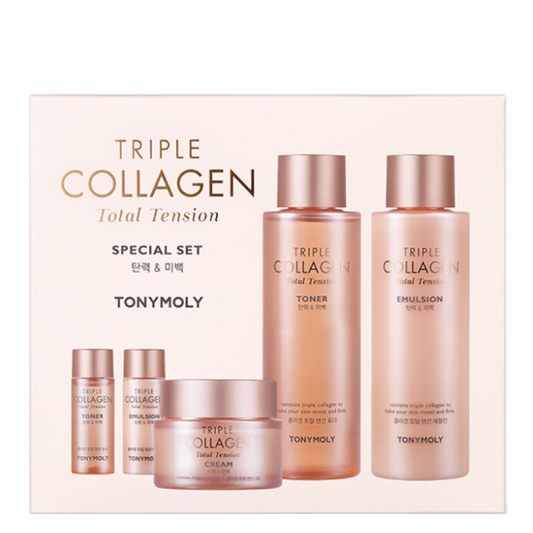 Best Korean Skincare SET Triple Collagen Total Tension Skincare 3 Pieces Set TONYMOLY