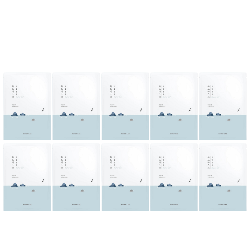 Best Korean Skincare SHEET MASK 1025 Dokdo Water Gel Mask Sheet Set (10 masks) ROUND LAB