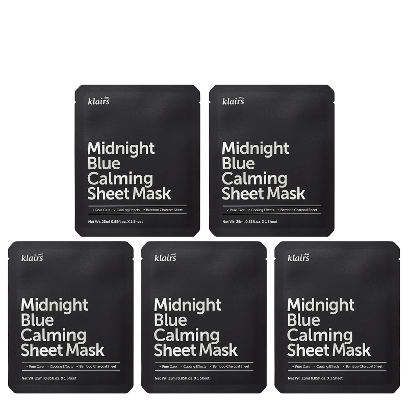Best Korean Skincare SHEET MASK Midnight Blue Calming Sheet Mask Set (5 masks) Dear, Klairs