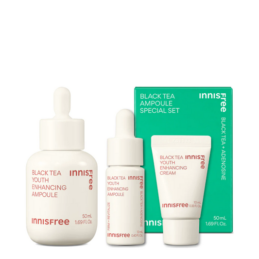 Best Korean Skincare SET Black Tea Youth Enhancing Ampoule Set innisfree