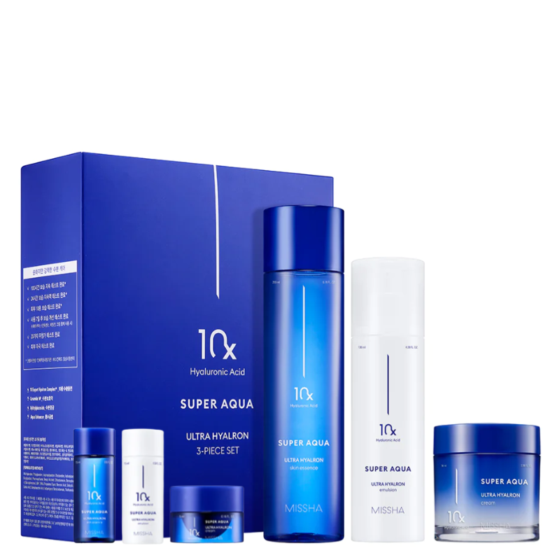 Best Korean Skincare SET Super Aqua Ultra Hyalron 3-Piece Set MISSHA