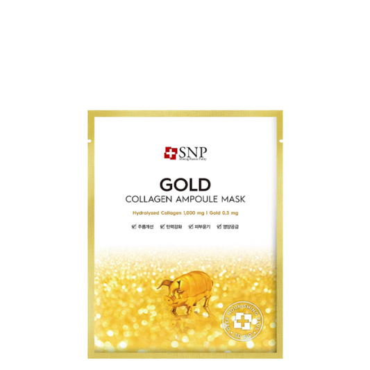 Best Korean Skincare SHEET MASK Gold Collagen Ampoule Mask Set (10 masks) SNP