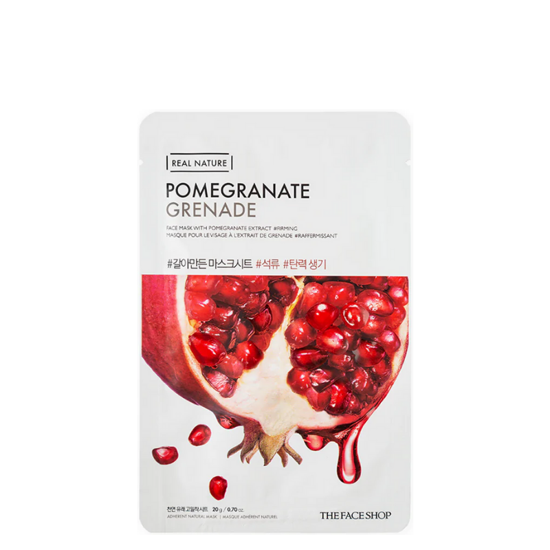 Best Korean Skincare SHEET MASK Real Nature Pomegranate Face Mask Set (10 masks) THE FACE SHOP