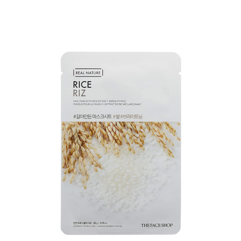 Best Korean Skincare SHEET MASK Real Nature Rice Face Mask Set (10 masks) THE FACE SHOP
