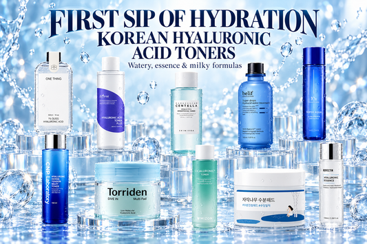 Korean hyaluronic acid toners, essence toners, milky toner and hydrating pads