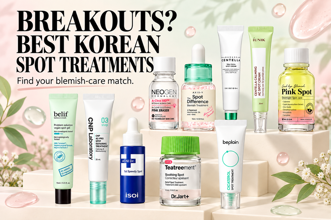 Best Korean spot treatments for acne and pimples, featuring ten gels, creams and pink spot formulas
