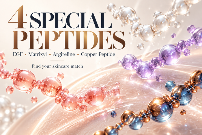 4 Special Peptides in Korean Skincare: EGF, Matrixyl, Argireline & Copper Peptides