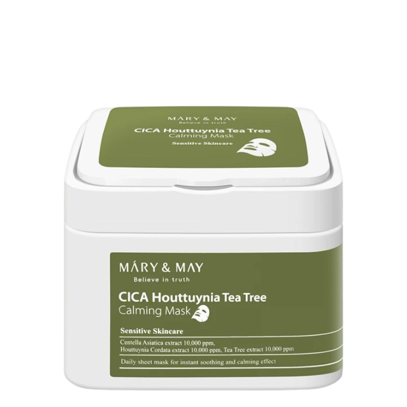 Best Korean Skincare SHEET MASK Cica Houttuynia Tea Tree Calming Mask (30 masks) MARY&MAY