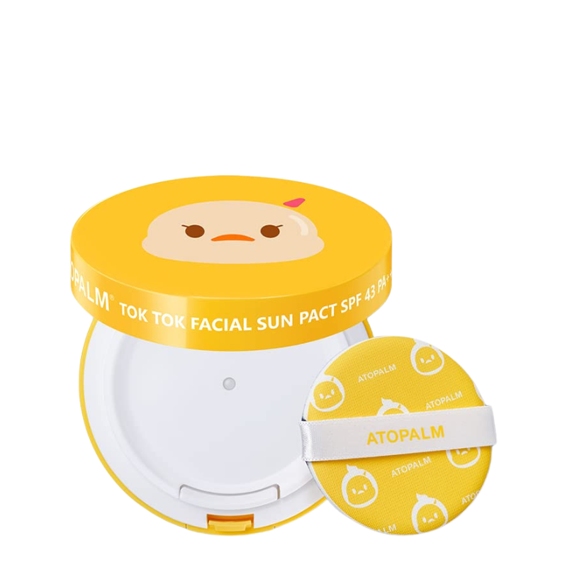 Best Korean Skincare SUN CUSHION Tok Tok Facial Sun Pact SPF43 PA+++ ATOPALM