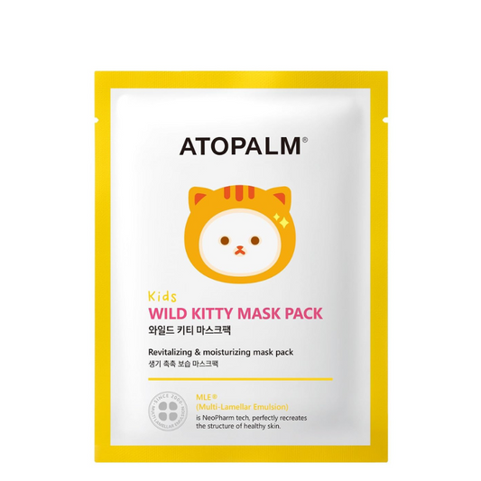 Best Korean Skincare SHEET MASK Kids Wild Kitty Mask Pack Set (5 masks) ATOPALM