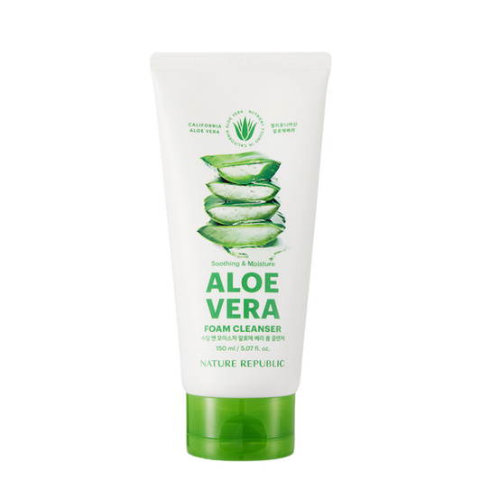 Best Korean Skincare CLEANSING FOAM Soothing & Moisture Aloe Vera Foam Cleanser NATURE REPUBLIC