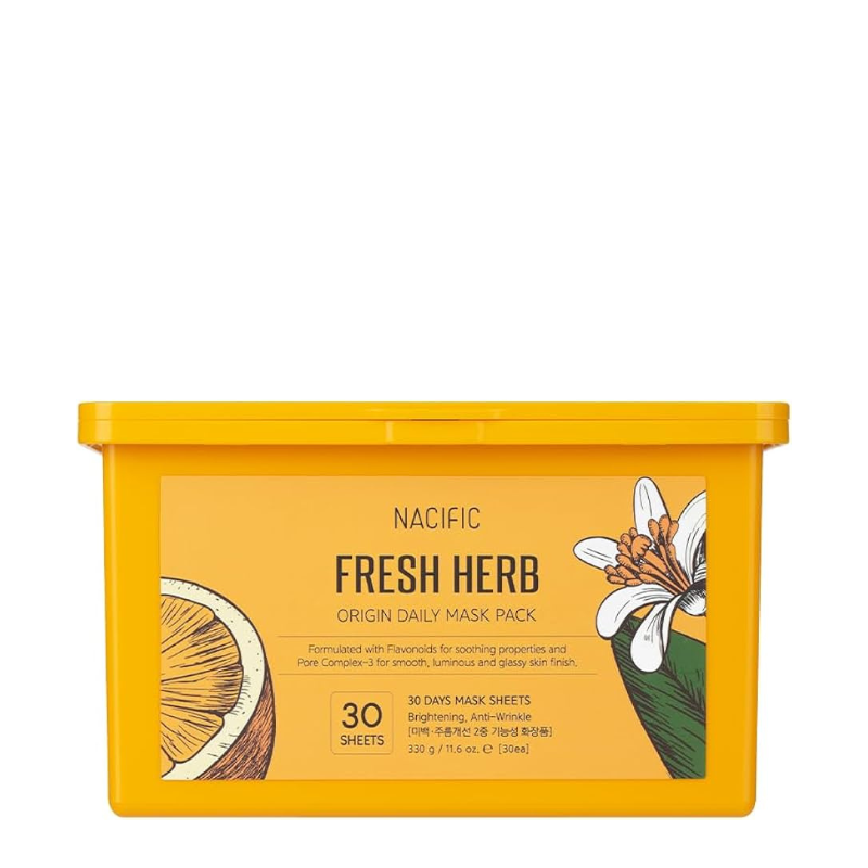 Best Korean Skincare SHEET MASK Fresh Herb Origin Daily Rebirth Mask Pack (30 masks) NACIFIC