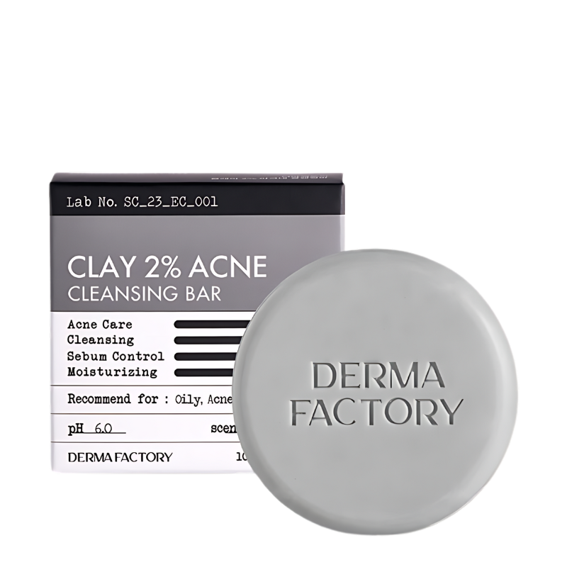 Best Korean Skincare CLEANSING BAR Clay 2% Acne Cleansing Bar DERMA FACTORY