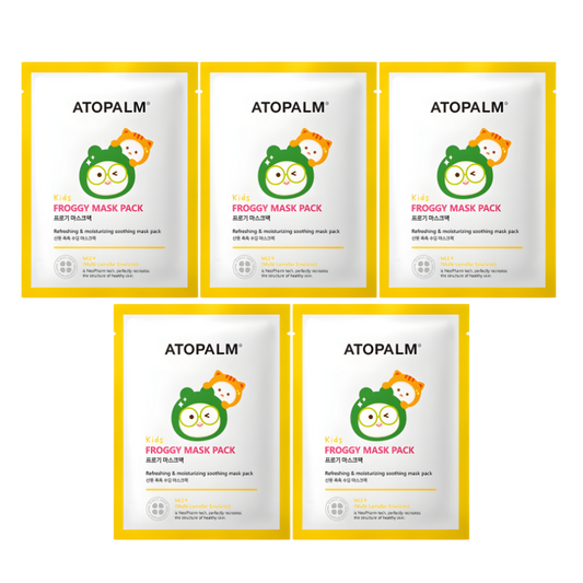 Best Korean Skincare SHEET MASK Kids Froggy Mask Pack Set (5 masks) ATOPALM