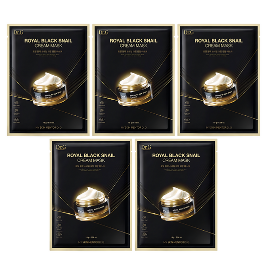 Best Korean Skincare SHEET MASK Royal Black Snail Cream Mask Set (5 masks) Dr.G
