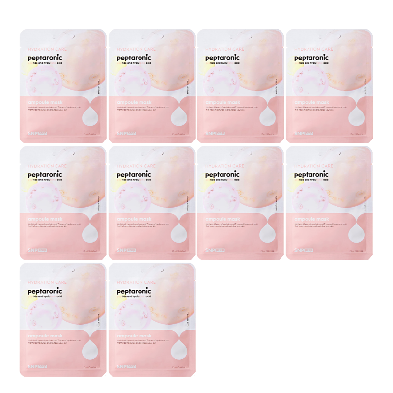 Best Korean Skincare SHEET MASK Prep Peptaronic Ampoule Mask (10 masks) SNP