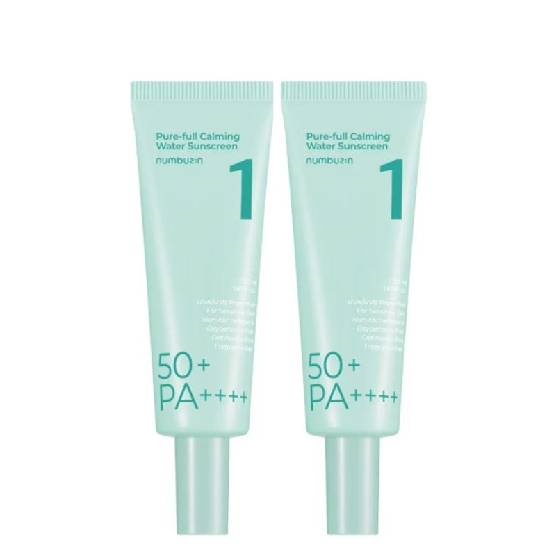 Best Korean Skincare SUN CREAM No.1 Pure-full Calming Water Sunscreen SPF 50 PA++++ numbuzin