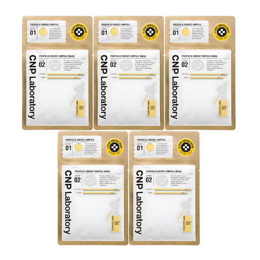 Best Korean Skincare SHEET MASK Propolis Energy Ampule 2-Step Mask Set (5 masks) CNP Laboratory