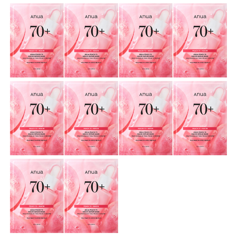 Best Korean Skincare SHEET MASK Peach 70 Niacin Serum Mask Set (10 masks) Anua