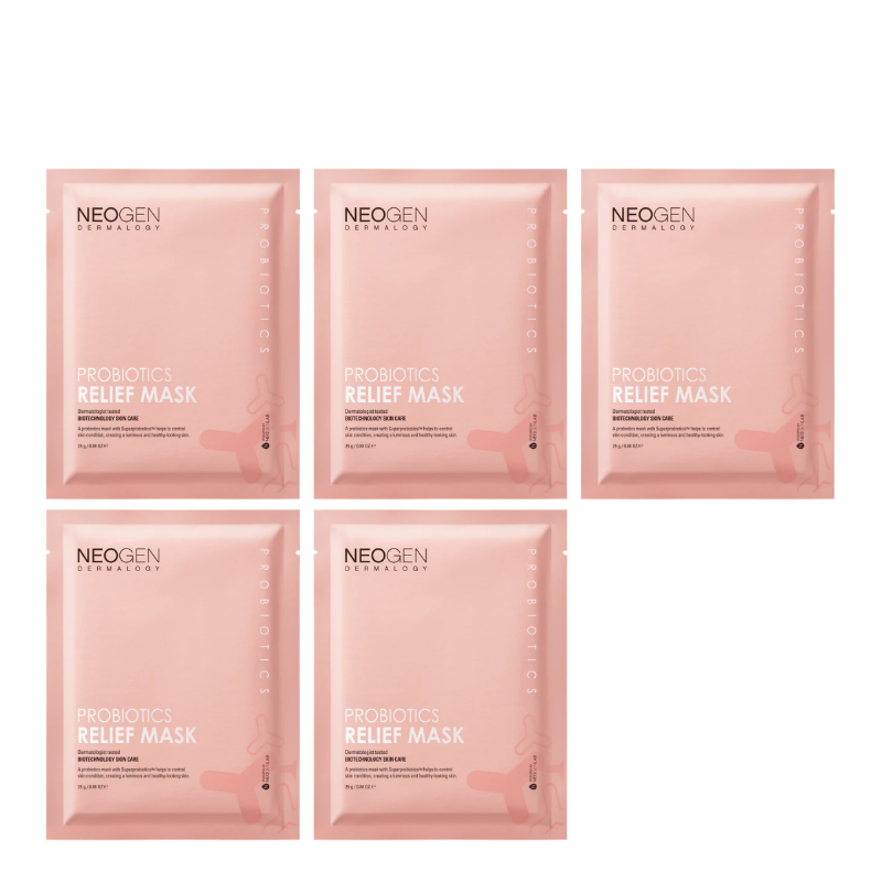 Best Korean Skincare SHEET MASK Dermalogy Probiotics Relief Mask (5 masks) NEOGEN