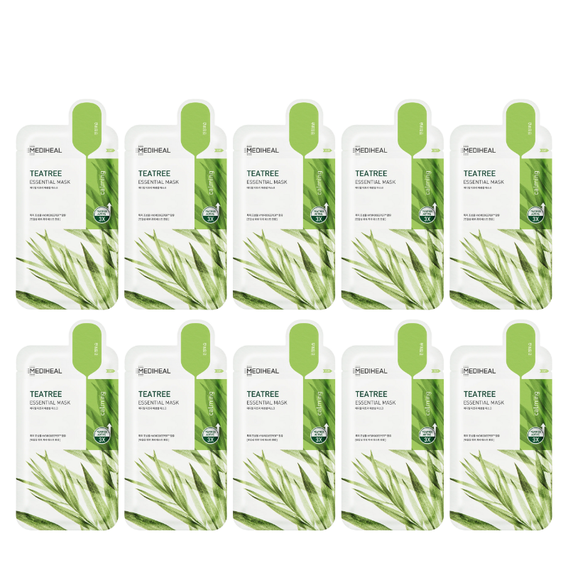 Best Korean Skincare SHEET MASK Tea Tree Essential Mask Set (10 masks) MEDIHEAL