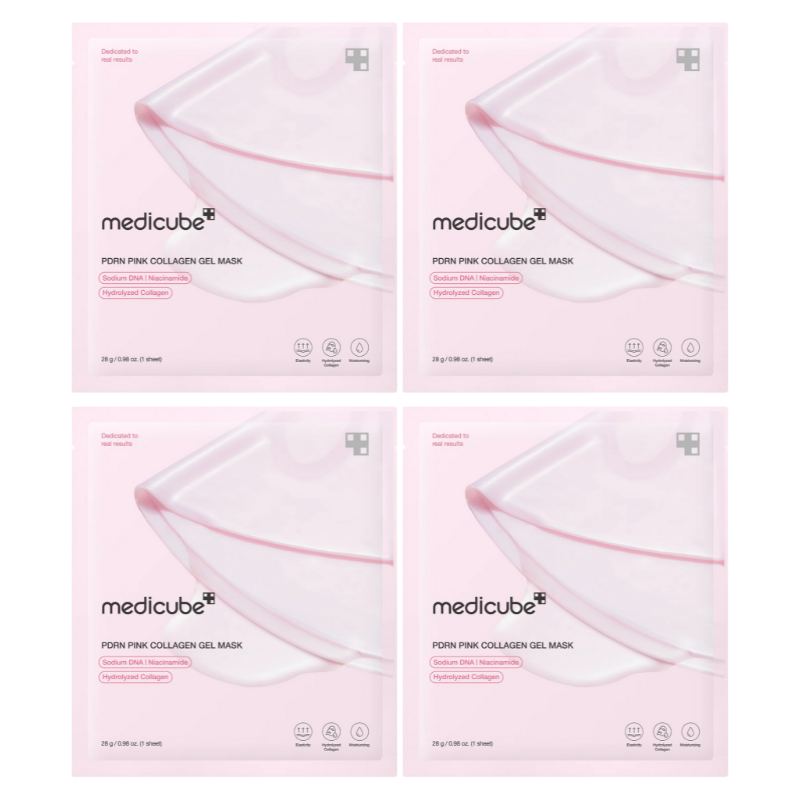 Best Korean Skincare SHEET MASK PDRN Pink Collagen Gel Mask Set (4 masks) medicube