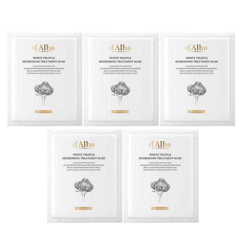 Best Korean Skincare SHEET MASK White Truffle Nourishing Treatment Mask Set (5 masks) d'Alba