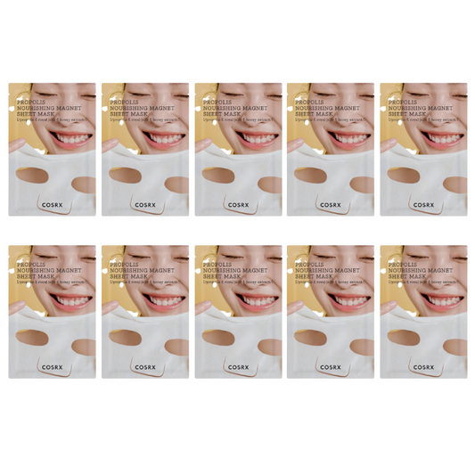 Best Korean Skincare SHEET MASK Full Fit Propolis Nourishing Magnet Sheet Mask Set (10 masks) COSRX