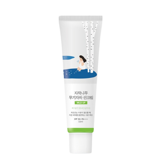 Best Korean Skincare SUN CREAM Birch Moisturizing Mild-Up Sunscreen SPF 50+ PA++++ ROUND LAB