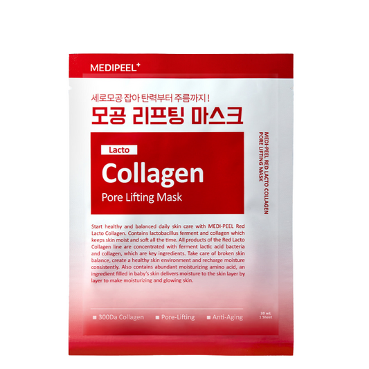 Best Korean Skincare SHEET MASK Red Lacto Collagen Pore Lifting Mask (10 masks) MEDIPEEL