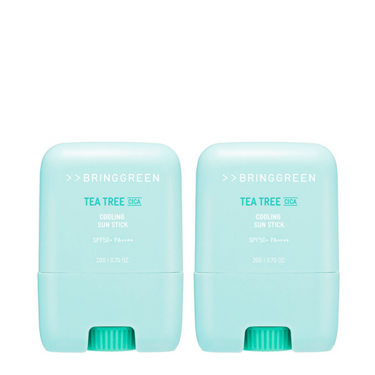 Best Korean Skincare SUN STICK Tea Tree Cica Cooling Sun Stick SPF50+ PA++++ Value Set (2 pack) BRING GREEN